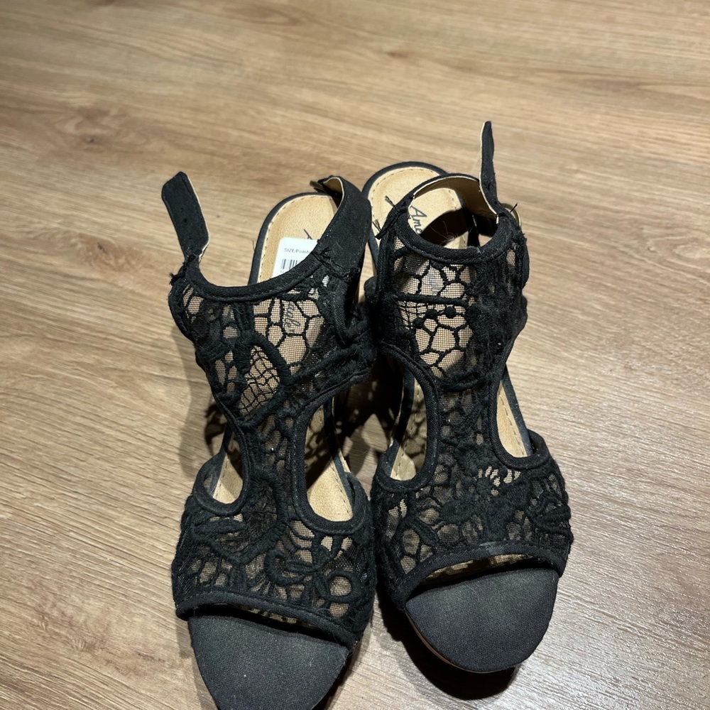American Eagle by Payless Black Crochet Heels